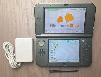 New Nintendo 3DS XL Metallic Black Console w/ Accessories Region Free Bottom IPS